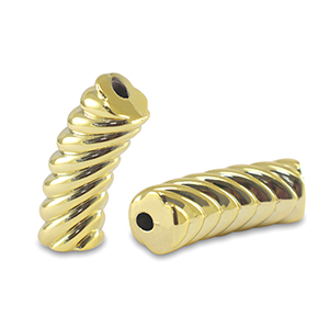 Tube Acrylperlen twisted Gold