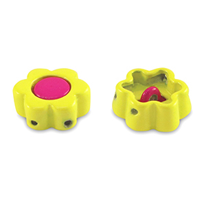 Tile beads Blume Yellow-magenta pink