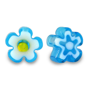 Millefiori-Perlen Blume Azure turquoise blue