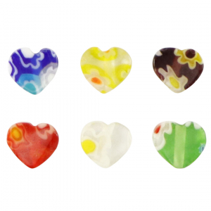 Millefiori-Perlen Herz Blume Multicolour