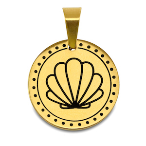 Stainless Steel - Rostfrei Stahl Anh&auml;nger Muschel Gold