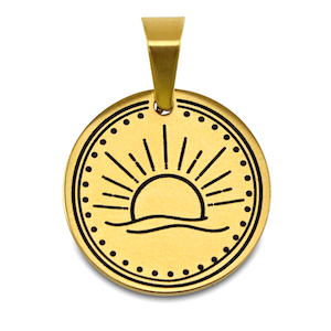 Stainless Steel - Rostfrei Stahl Anh&auml;nger Sonne Gold