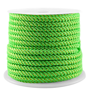 Trendy Kordel 3mm Neon green-gold