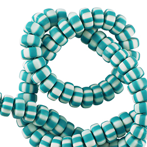 Polymer Perlen Rondell 7mm White-baltic turquoise blue