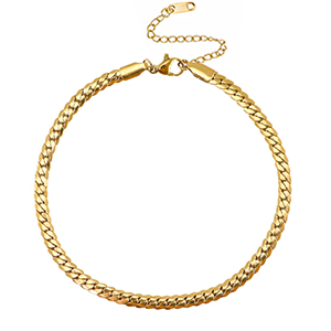 Fusskettchen aus Stainless Steel - Rostfreiem Stahl Schlangenkette Gold