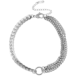 Fusskettchen aus Stainless Steel - Rostfreiem Stahl Schlangenkette triple Layer Silver