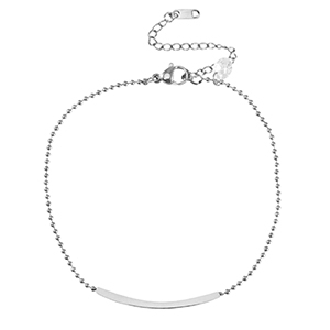 Fusskettchen aus Stainless Steel - Rostfreiem Stahl Ballchain Tube & Crystal Silver
