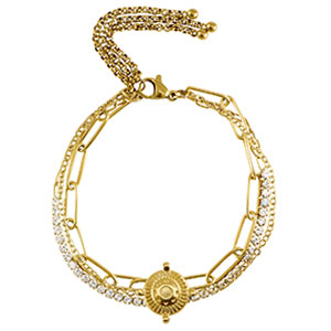 Armb&auml;nder aus Stainless Steel - Rostfreiem Stahl triple Layer & Strass Gold