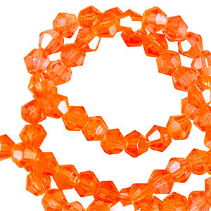 Glas Top Facett Perlen Bicone 3mm Vibrant orange
