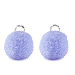 Pompom Anh&auml;nger mit &Ouml;se 10mm Silver-periwinkle purple