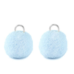 Pompom Anh&auml;nger mit &Ouml;se 10mm Silver-carolina blue