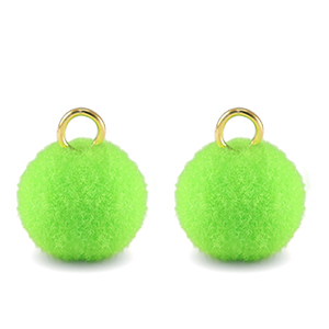 Pompom Anh&auml;nger mit &Ouml;se 10mm Gold-neon green
