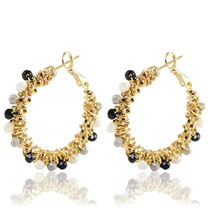 Ohrringe aus Stainless Steel - Rostfreiem Stahl Facett Black-white-gold