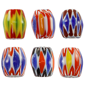 Millefiori-Perlen Tube Multicolour yellow-blue