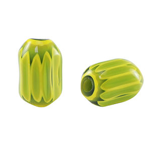 Millefiori-Perlen Tube Green-yellow