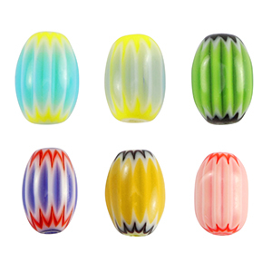 Millefiori-Perlen Tube Multicolour green-yellow