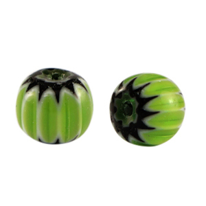 Millefiori-Perlen Tube Green