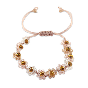 Facett Glas Fusskettchen  Blume Multicolour pink-transparent