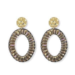 Top Facett Perlen Ohrringe Oval Gold-lavender grey