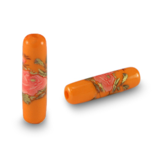 Glasperlen Tube Blume Orange-rose red