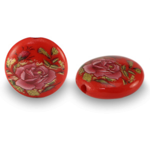 Glasperlen 14mm Blume Red-rose red
