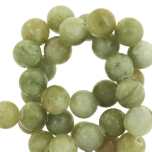 Naturstein Perlen Seraphinit 8mm matt Olive green