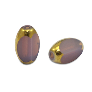 Glasperlen oval Facett Heather purple-gold
