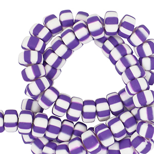 Polymer Perlen Rondell 7mm White-purple