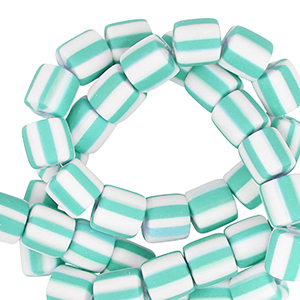Polymer Perlen 6mm White-turquoise