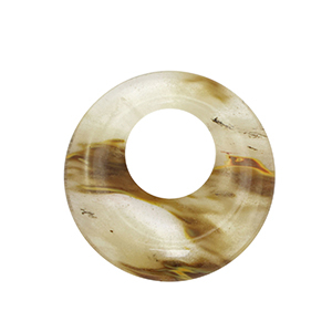 Naturstein Anh&auml;nger Glas Donut 30mm Brown-transparent