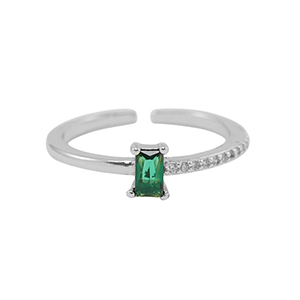 Brass TQ Metall Ring Zirkonia Silver-green