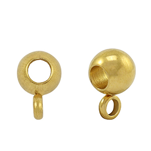 Stainless Steel - Rostfrei Stahl Perlen mit &Ouml;se 6mm Gold