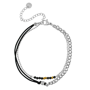 Armb&auml;nder aus Stainless Steel - Rostfreiem Stahl duo Layer Silver-black