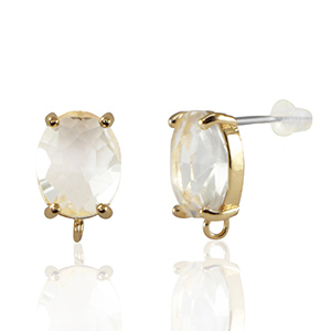 Ohrringe / Ohrstecker aus Kristallglas mit &Ouml;se Oval Crystal-gold