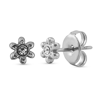 Ohrringe / Ohrstecker aus Stainless Steel - Rostfreiem Stahl blume Silver