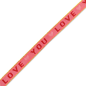 Schmuckband mit Text "love you" Dark pink-red