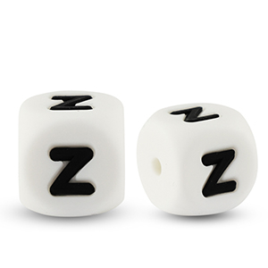 Buchstabenperlen aus Silikon Z White-black