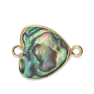 S&uuml;sswasserperlen Zwischenst&uuml;ck Herz Gold-ocean green