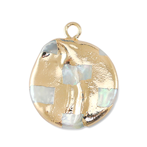 S&uuml;sswasserperlen Anh&auml;nger Round Gold-Natural white