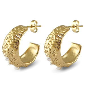 Ohrringe / Ohrstecker aus Stainless Steel - Rostfreiem Stahl Imitationsperlen Gold