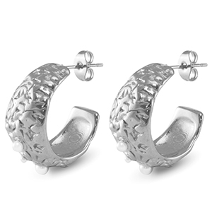 Ohrringe / Ohrstecker aus Stainless Steel - Rostfreiem Stahl Imitationsperlen Silver