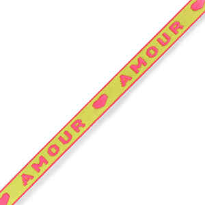 Schmuckband mit Text "amour" Neon green-pink