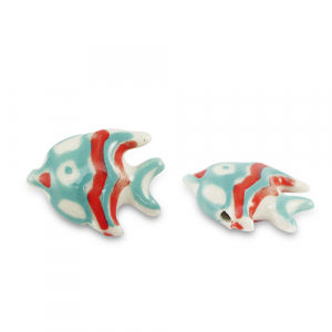 Keramik Perlen Fisch Turquoise-red