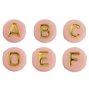 Buchstaben Perlen aus Acryl Mix Baby pink-gold