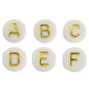 Buchstaben Perlen aus Acryl Mix Off white-gold
