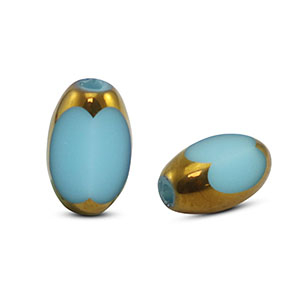 Glasperlen oval Facett Blue-gold