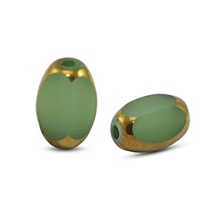 Glasperlen oval Facett Green-gold
