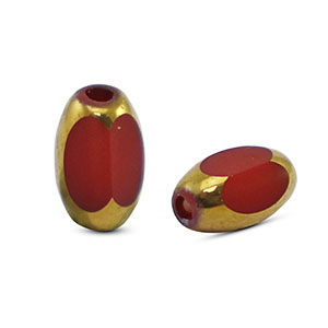 Glasperlen oval Facett Red brown-gold