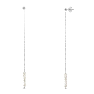 Ohrringe / Ohrstecker aus Stainless Steel - Rostfreiem Stahl Perlen Silver