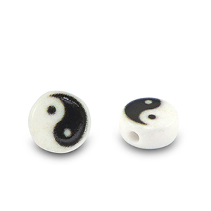 Buchstaben Perlen aus Acryl Yin & Yang White-black